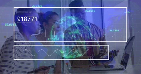 Animation of globe of plexus networks against group of diverse colleagues Stock Footage 328414763