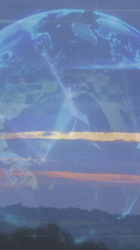 Animation of globe of plexus networks and data processing over aerial view of Stock Footage 341927215