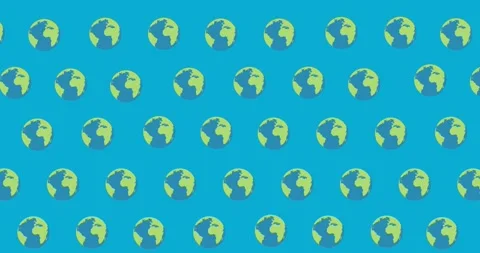 Animation of a globe in a repeating pattern Stock Footage 330058676
