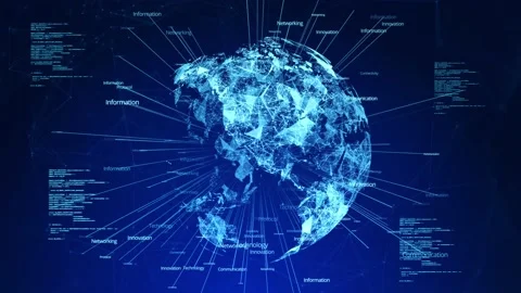 Animation of globe rotating Earth with connections and social media interfaces. Stock Footage 178596720