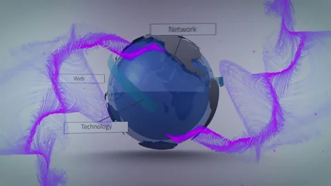 Animation of globe rotating over dollar globe rotating on pink background Video stock 327641829