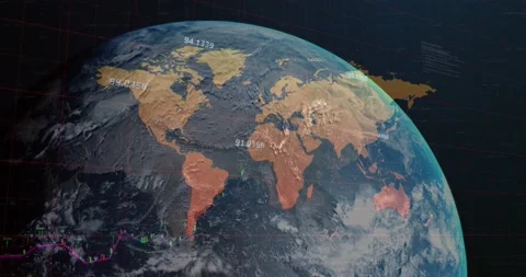 Animation of globe rotating over world m... | Stock Video | Pond5