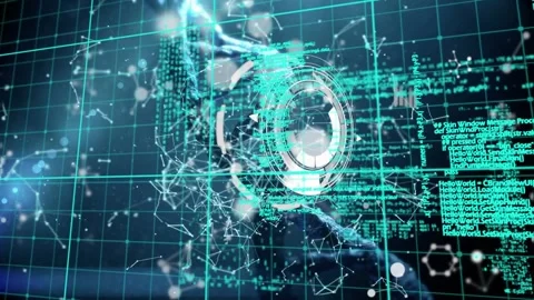 Animation of globe spinning and network of connections over pattern Stock Footage 326033835