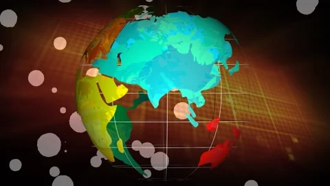 Animation of globe spinning over digital... | Stock Video | Pond5