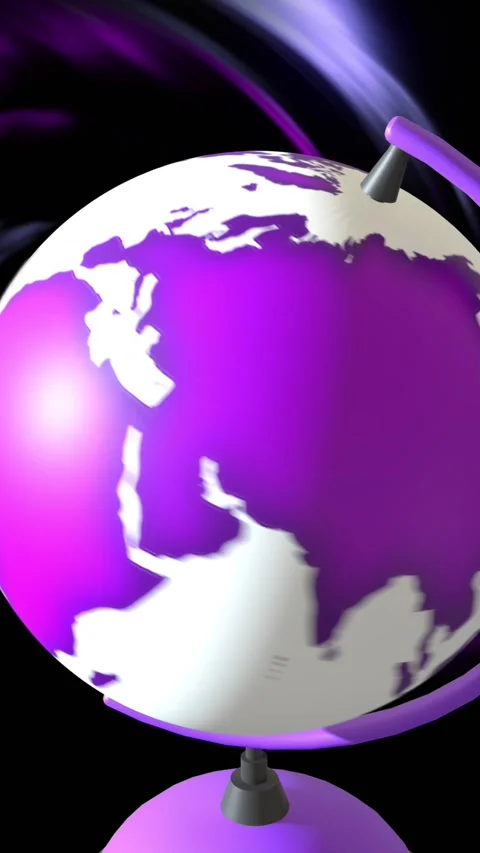 Animation of globe spinning over purple light trails on black background Stock Footage 341953490