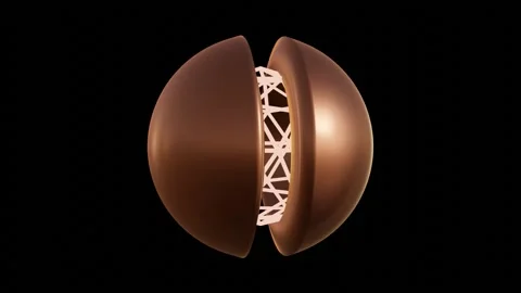 Animation of a glossy object with wireframe at the center, rotating on its axis. Stock Footage 141200487