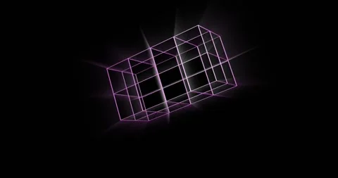 Animation of glowing 3d shapes moving on black background Stock Footage 328811672