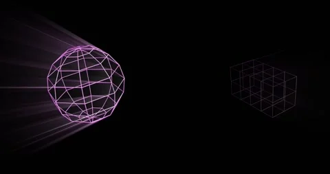 Animation of glowing 3d shapes moving on black background Stock Footage 329222400