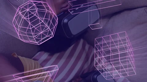 Animation of glowing 3d shapes over afri... | Stock Video | Pond5