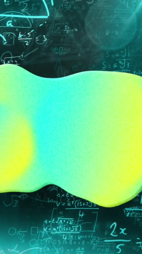 Animation of glowing blob moving over mathematical data processing Video stock 343779091