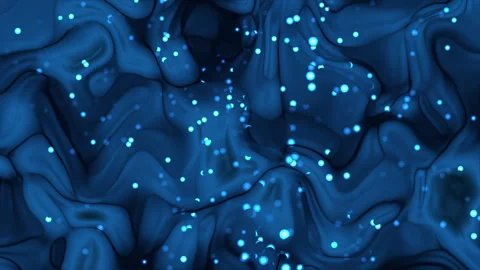 Animation Glowing blue particles in a fluid dark blue abstract Vidéo 334191970
