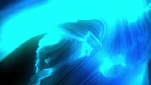 Animation of glowing blue rotating wave on black background Stock Footage 313339184