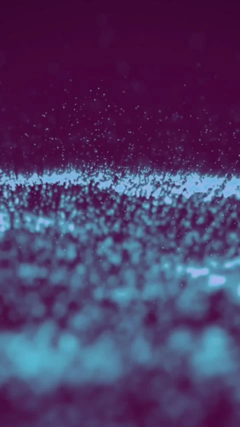 Animation of glowing blue undulating network of particles on black background Stock Footage 344403027