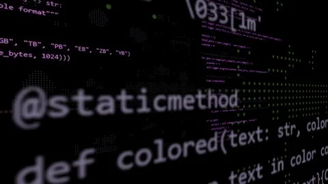 Animation of glowing colorful programming code. Writing software language Stock Footage 305514854