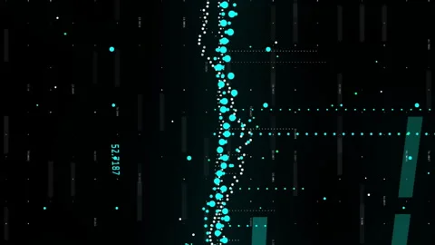 Animation of glowing dots and lines for digital data visualization on dark Video stock 313171157
