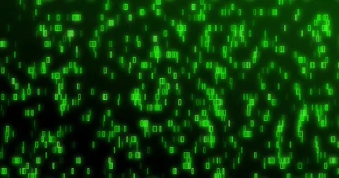 Animation of glowing green binary coding moving over black background Stock Footage 327060795