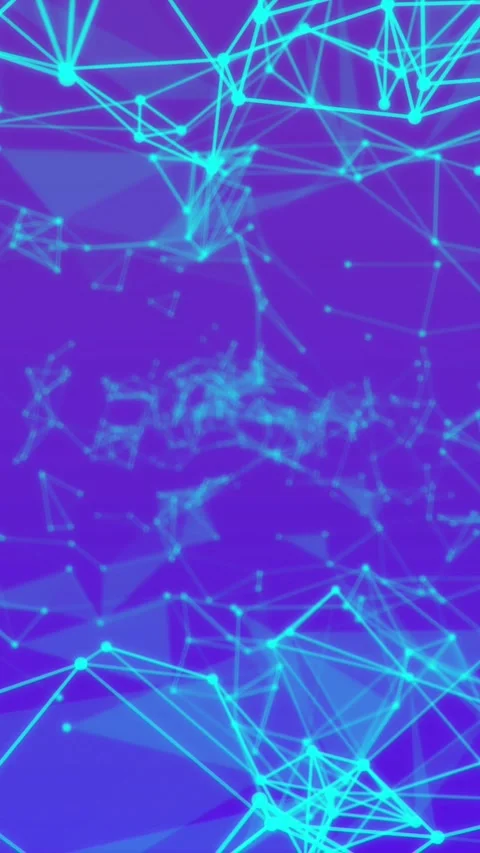 Animation of glowing green plexus networks floating against blue background Video stock 343779888