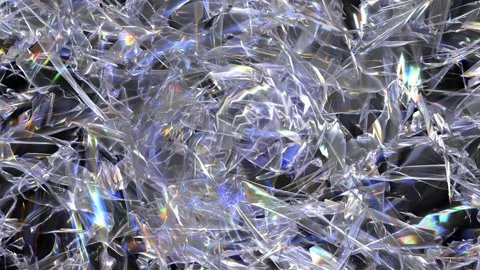 Animation Glowing Light Glass Background With Iridescent Shards Or Fragments Stock Footage 296818762