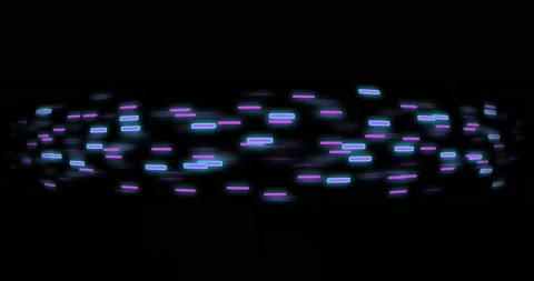 Animation of glowing light trails of data transfer over black background Stock Footage 239683991