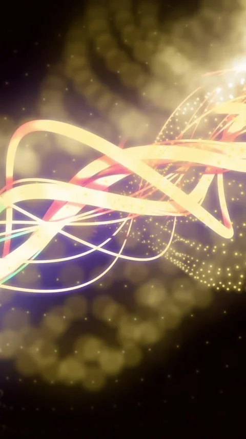 Animation of glowing light trails moving over yellow mesh on black background Stock Footage 341927649