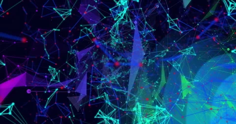Animation of glowing lines and nodes forming complex geometric patterns Stock Footage 304217036