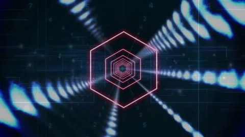 In animation, glowing lines and numbers creating futuristic digital effect in Stock Footage 329772146