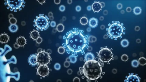 Animation of glowing microscopic world showing immune cells as luminous blu.. Stock Footage 320949255