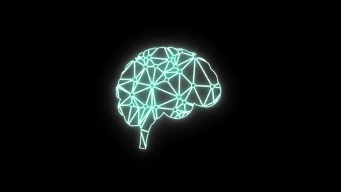 Animation of glowing neon Human Brain icon. Stock Footage 313174921