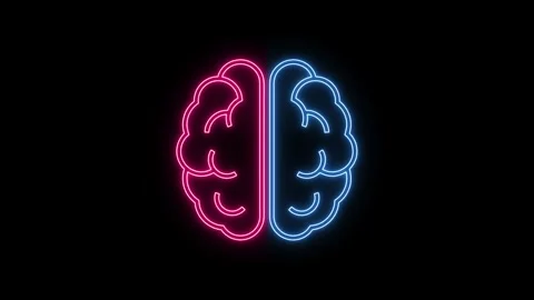 Animation of glowing neon Human Brain icon. Stock Footage 313175079