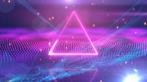 Animation glowing neon line triangles background Stock Footage 142918783
