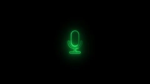 Animation of glowing neon microphone icon, voice recording icon and Podcast.. Stock Footage 340487398