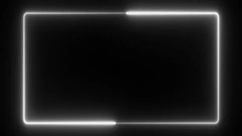 Animation of a glowing neon rectangle frame. Video stock 336858647