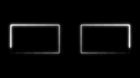 Animation of a glowing neon rectangle frame for YouTube end themes. Video stock 336950633