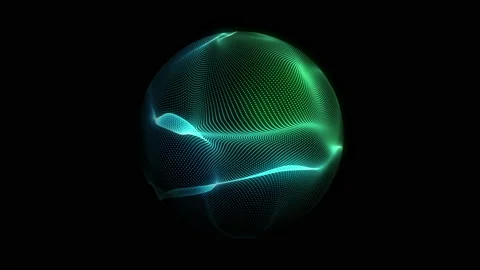 Animation of glowing neon wavy sphere. green and blue color. Stock Footage 112382845