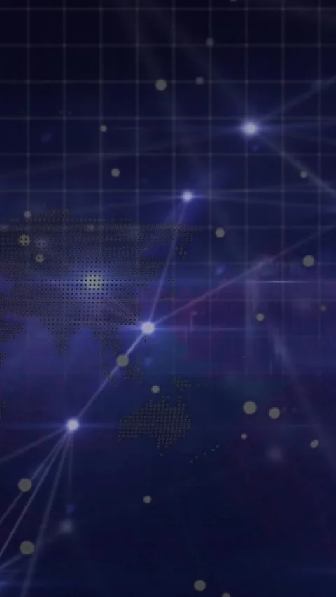 Animation of glowing network of connections and white spots over spinning globe Stock Footage 344402742