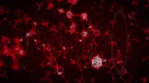Animation of glowing neural network pattern with red and white connections Stock Footage 306264134