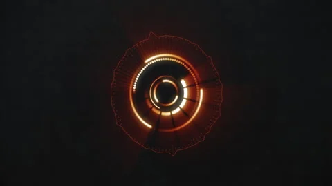 Animation of glowing orange circular scanner rotating on black background Stock Footage 268067286