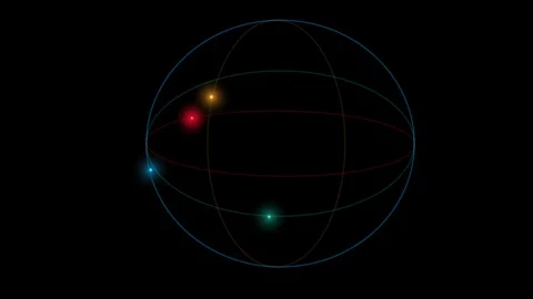 Animation of glowing particles. Rotation of the particles. Cartoon Stock Footage 111012407