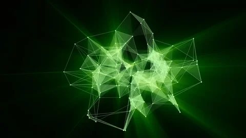 Animation of glowing plexus network transforming to neon japanese text - FUTURE. Stock Footage 103118432