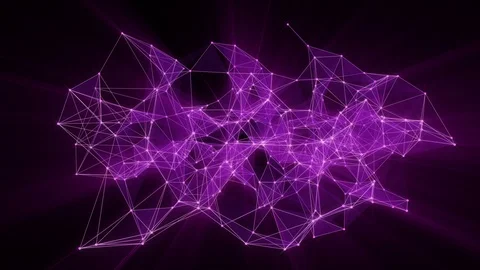 Animation of glowing plexus network transforming to violet neon text - FUTURE. Stock Footage 103119494
