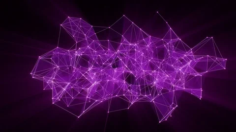 Animation of glowing plexus network transforming to neon french text - FUTURE. Stock Footage 103119677