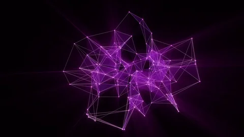 Animation of glowing plexus network transforming to neon japanese text - FUTURE. Stock Footage 103119880