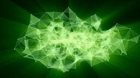Animation of glowing plexus network transforming to green neon text - Stories. Stock Footage 103184622