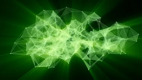 Animation of glowing plexus network transforming to green neon text - Join us. Stock Footage 103288077