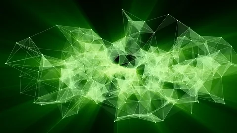 Animation of glowing plexus network transforming to green neon text - welcome. Stock Footage 103340319