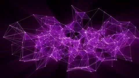 Animation of glowing plexus network transforming to violet neon text - welcome. Stock Footage 103342031