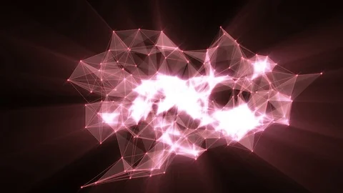 Animation of glowing plexus network transforming to coral neon text - 2019. Vidéo 103752111
