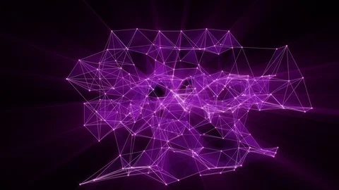 Animation of glowing plexus network transforming to violet neon text - 2020. Vidéo 103754189