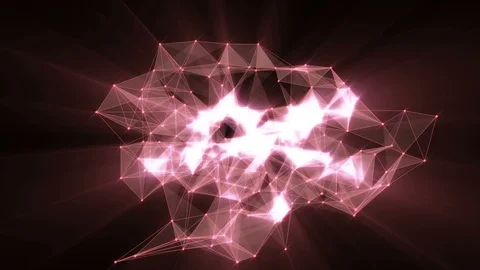 Animation of glowing plexus network transforming to coral neon text - 2021. Stock Footage 103754731