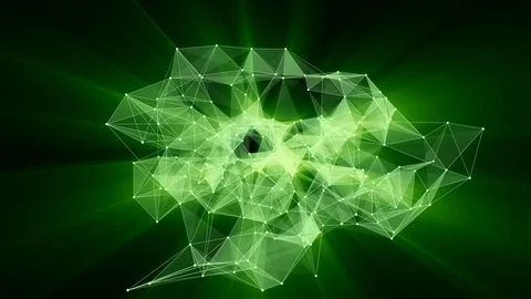 Animation of glowing plexus network transforming to green neon text - 2021. Stock Footage 103755056